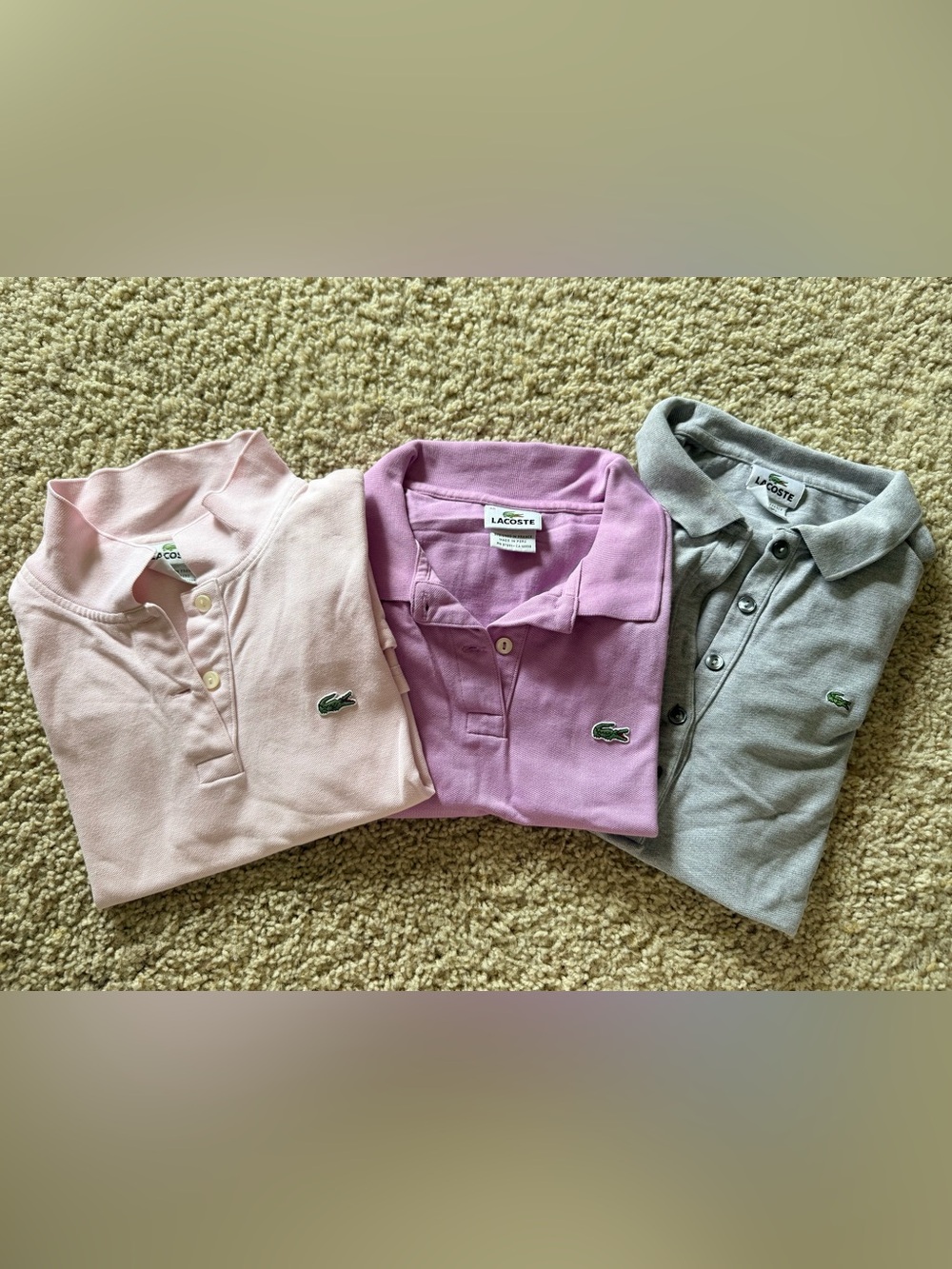 Lacoste Polo Shirt Bundle Women’s Size 40 Pink Purple Gray Cotton Set 3